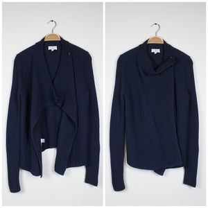 Lou & Grey Navy Wool Blend Thick Knit Cardigan
